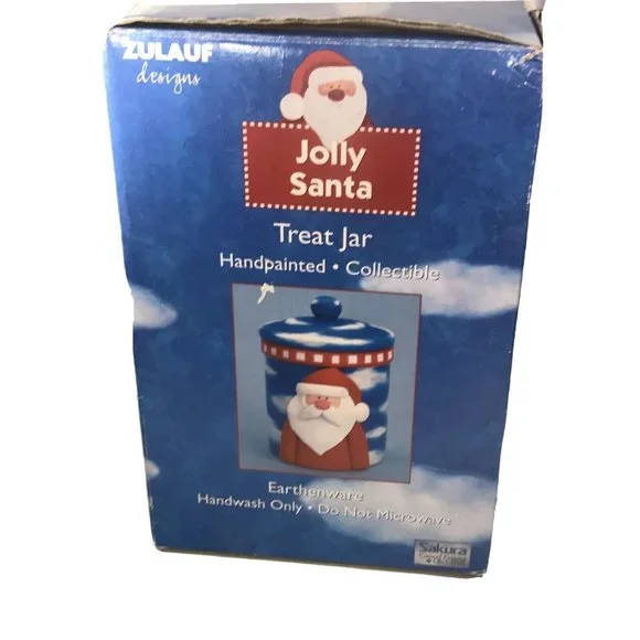 Sakura Oneida Earthenware Zulauf Design Jolly Santa Christmas Cookie Treat Jar - Picture 11 of 12